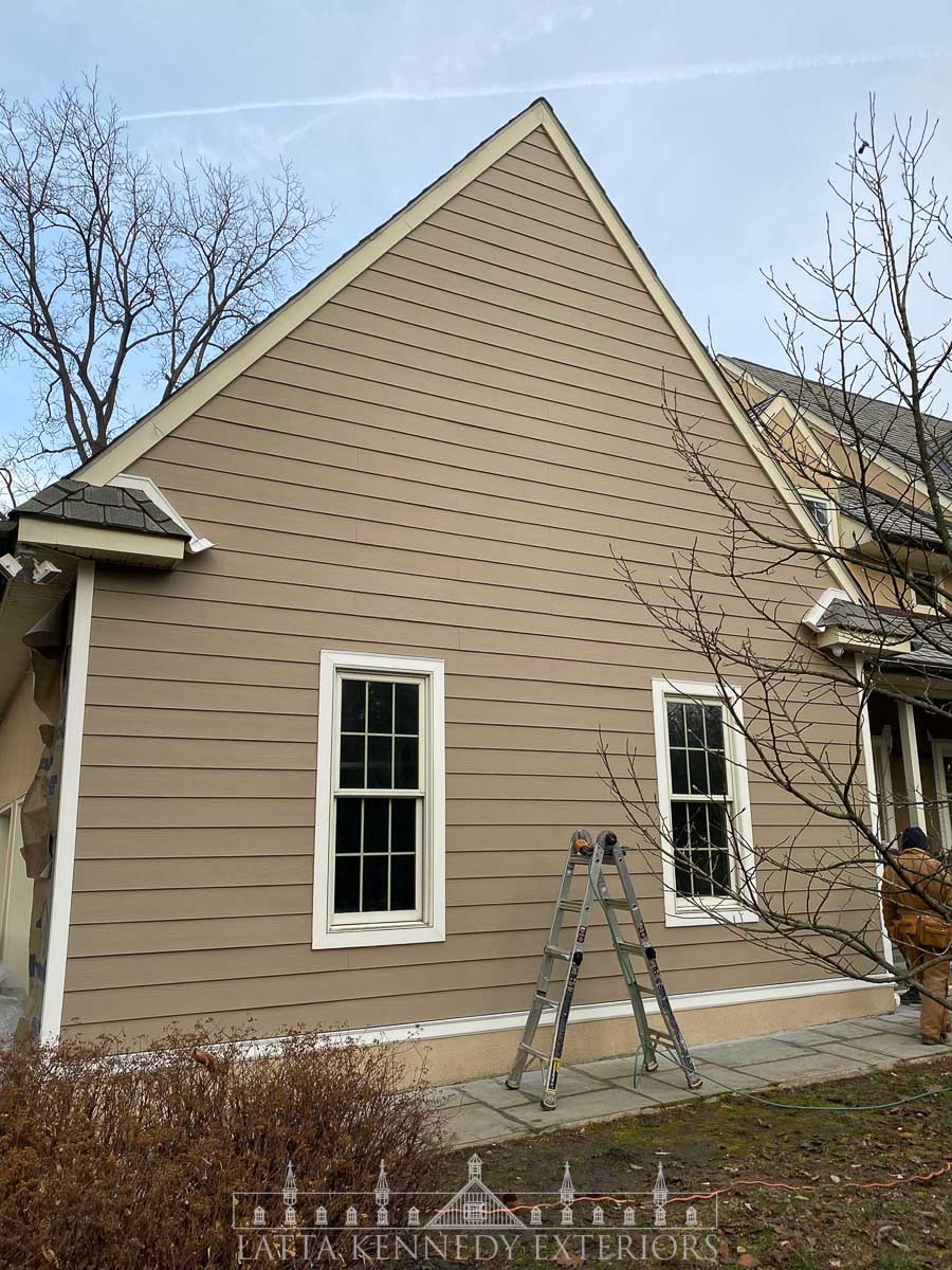 Notice the water kick out diverters on the small return roofs. These diverters will move water away from the siding and allow it to drain. 