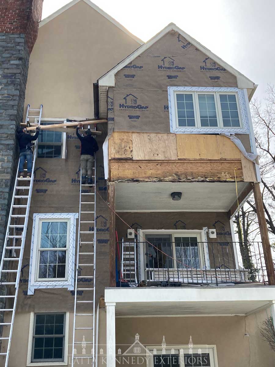 As we continued our stucco remediation around the home, we ran into some structural concerns, specifically to the support posts and LVL Beam. After meeting onsite with our engineer, plans were written and executed. These repairs made sure the master bath above was properly supported and not susceptible to further damage. 