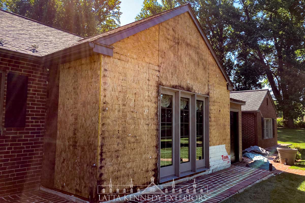 Once all existing siding was removed from the front